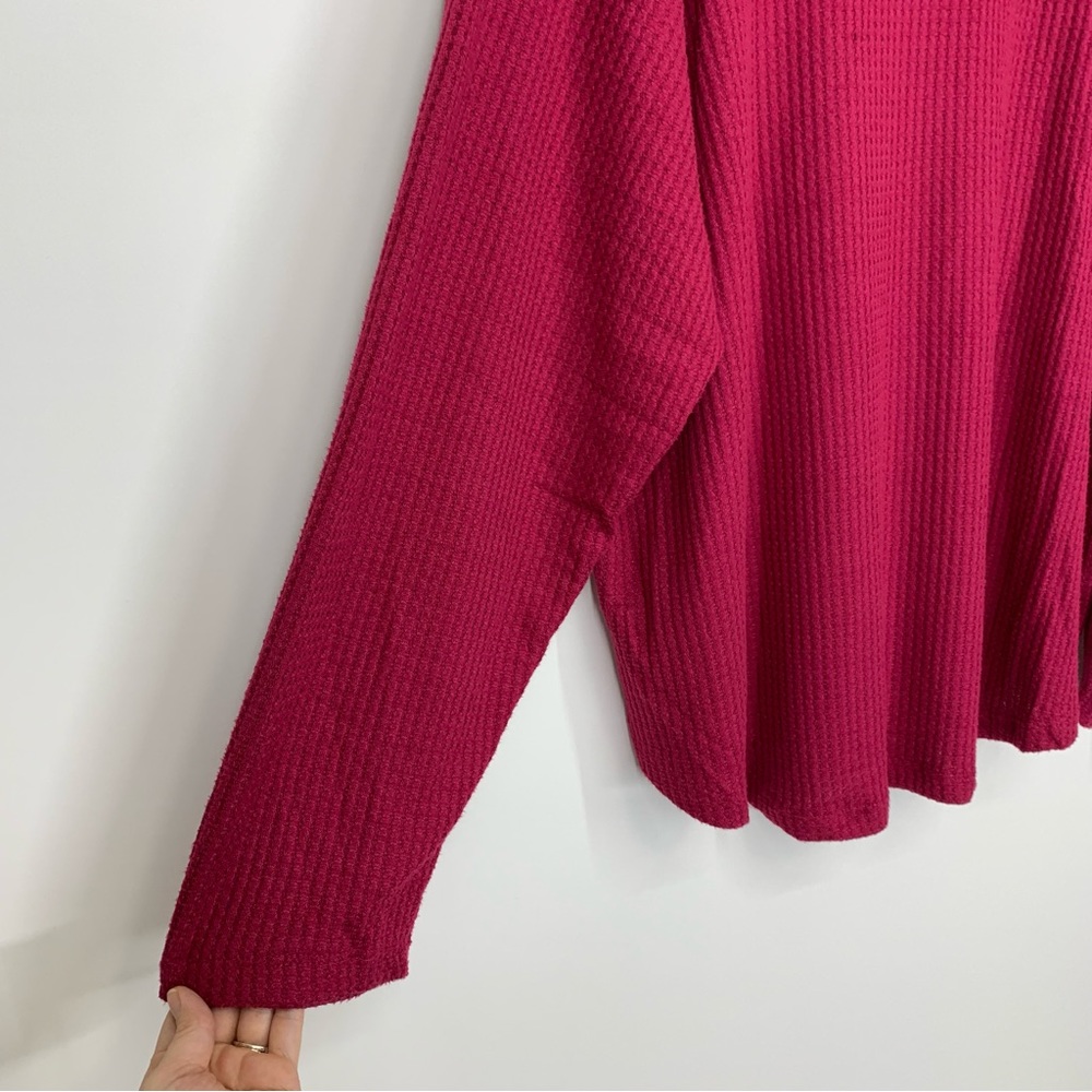 Workshop Republic Clothing Red Magenta Waffle Knit Sweater Soft Cozy & Stretchy - Picture 9 of 16